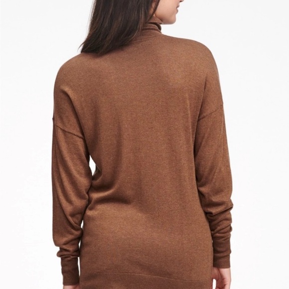 NAADAM Brown Silk Cashmere Turtleneck Tunic Sweater Size XS NWOT - Picture 2 of 16